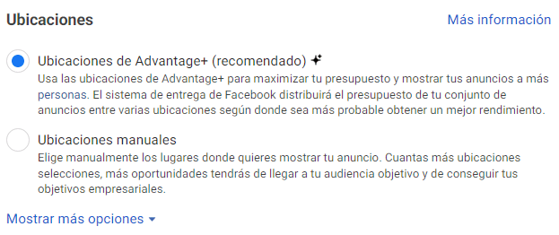 Ubicaciones Facebook Ads